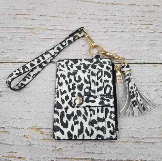 Leopard Wristlet Wallet Tassels Card Bag