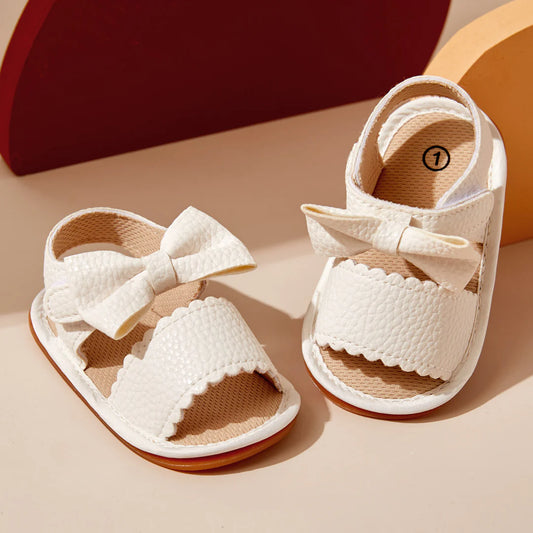 Baby white bow sandals